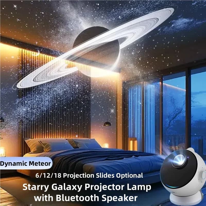 Proiettore Galassia 18 in 1, Lampada Planetario 3D Ultra Nitida, Luce Notturna Stellata con Altoparlante Bluetooth 5.0, Regalo per Bambini e Adulti