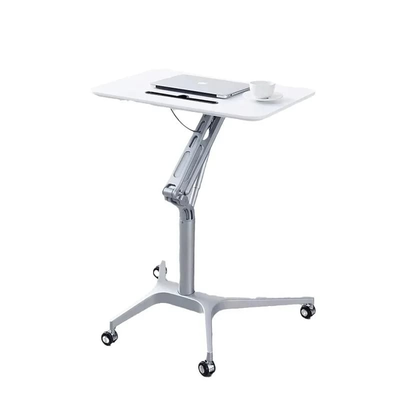 Scrivania Mobile per Laptop, Tavolo da Ufficio Regolabile in Altezza, Scrivania per Studio, Tavolino da Divano e Comodino con Sollevamento Pneumatico
