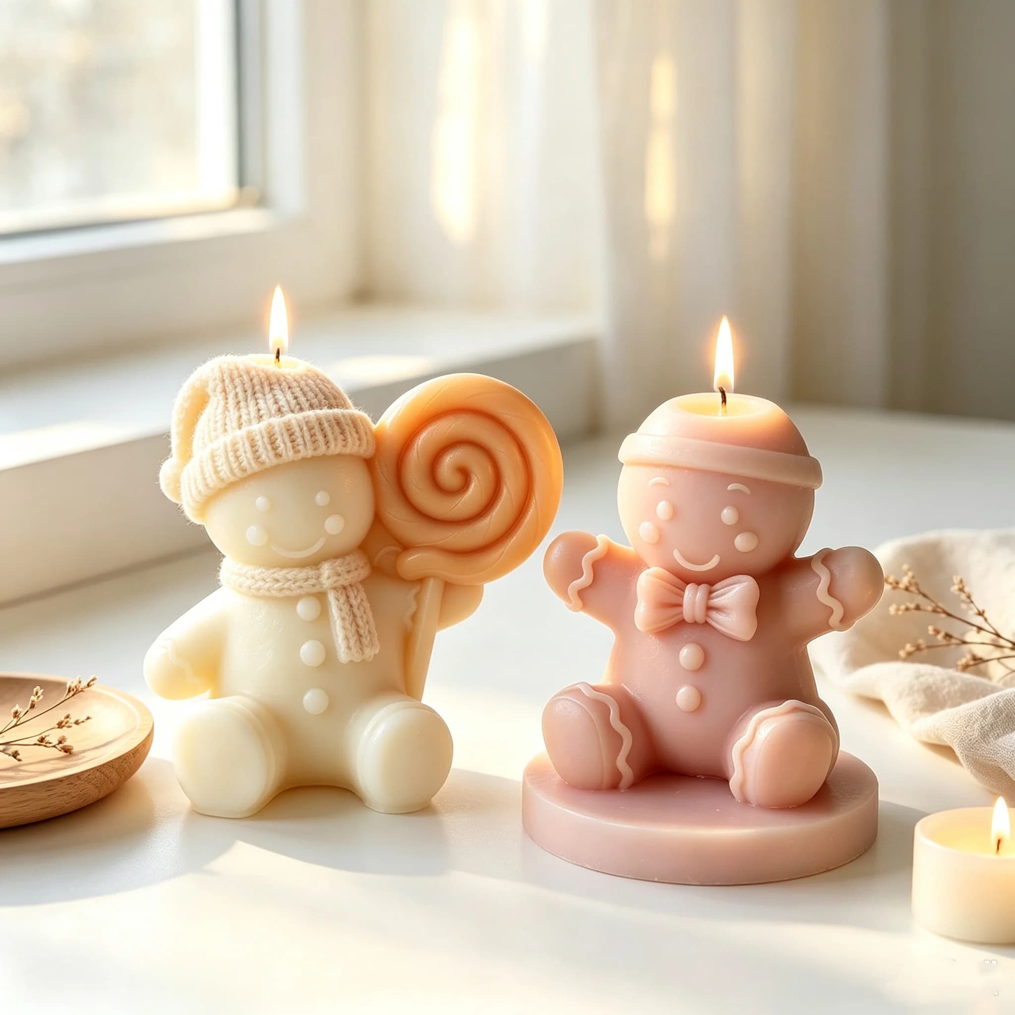 3D Christmas Gingerbread Man Candle Silicone Mold DIY for Baking Soap Plaster Resin Wax Craft Home Decor Gift