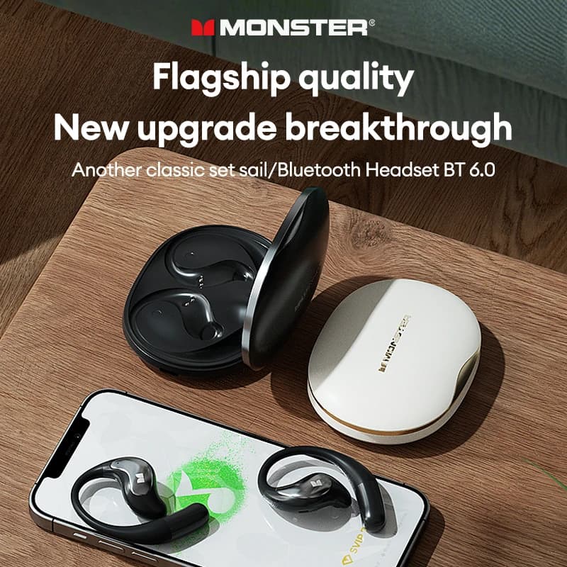 Bluetooth 6.0 Monster GT27 Open Ear, Wireless Headphones with ENC Noise, for Gaming and Sports, Ideal for Training and Running