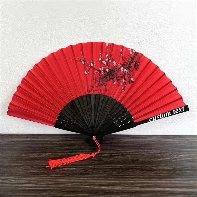Personalized Custom Logo Text Chinese Retro Folding Fan with Japanese-Style Patterns, Artistic Craft Gift, Home Decoration Party Dance Hand Fan, Laser-Engraved Custom New Chinese-Style Folding Fan, Ancient Style Summer Hanfu Women's Qipao Dance Fan, Portable for Photoshoot, Chinese-Style Folding Fan
