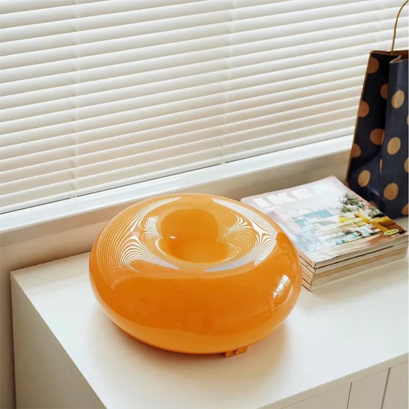 Donut Glass Wall Lamp Orange USB Plug For Living Room Bedside Study Table Office LED Ambient With Touch Switch Tricolor Lighting