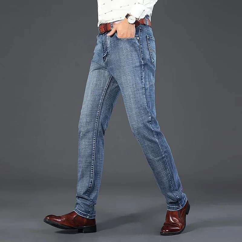Jeans da uomo in peluche caldo autunno inverno neve moda maschile pantaloni in denim vintage foderati in pile ispessito pantaloni classici slim fit quotidiani