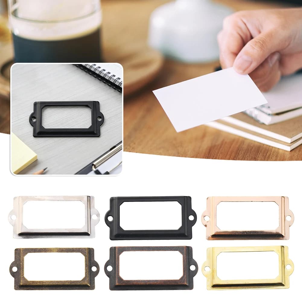 10pcs 70x33mm Metal Iron Label Pull Frame Handle File Name Card Holder Vintage Antique Aesthetic For Furniture Cabinet Drawer