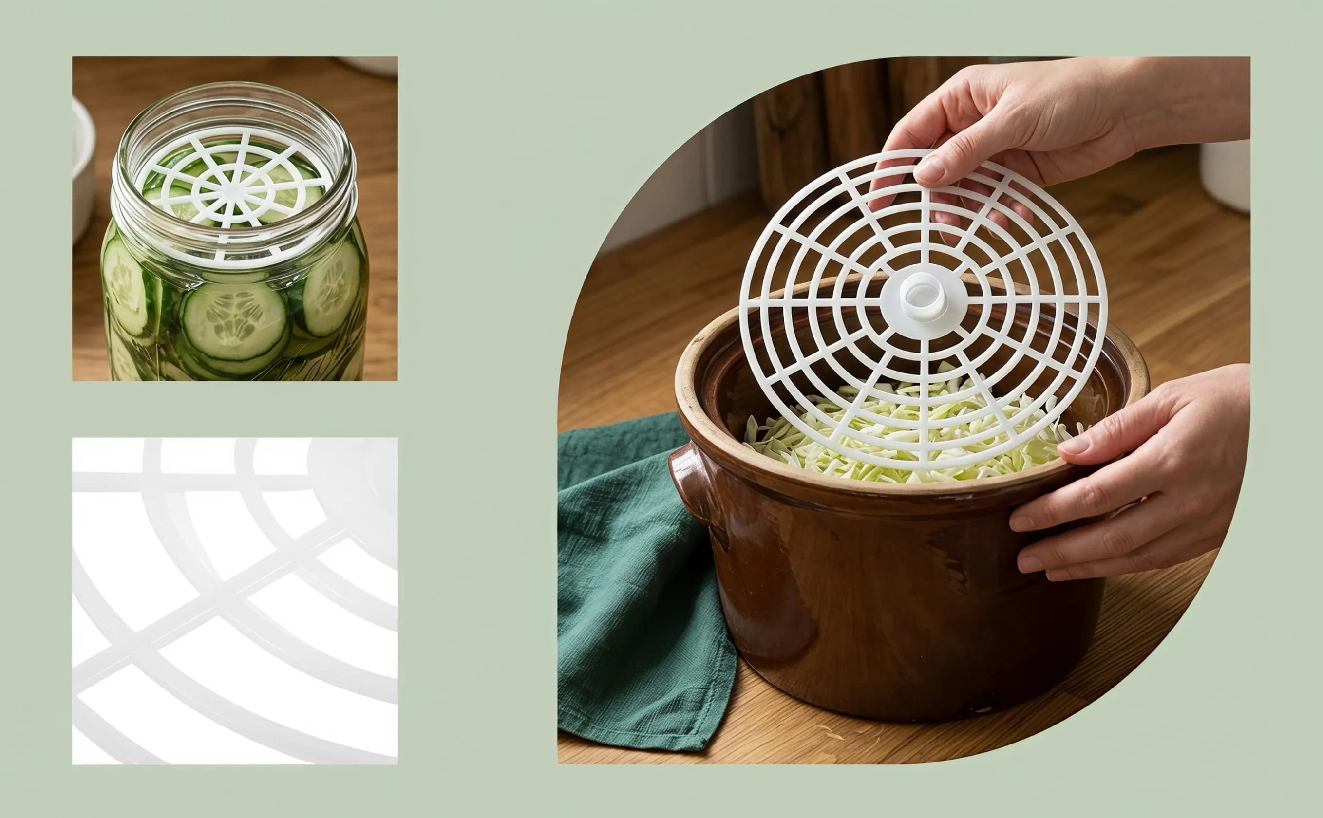 5 Pcs Fermentation Press Tool Fermenting Supplies for Vegetables Plate Pickling PE Jar Plastic Fixer Weights