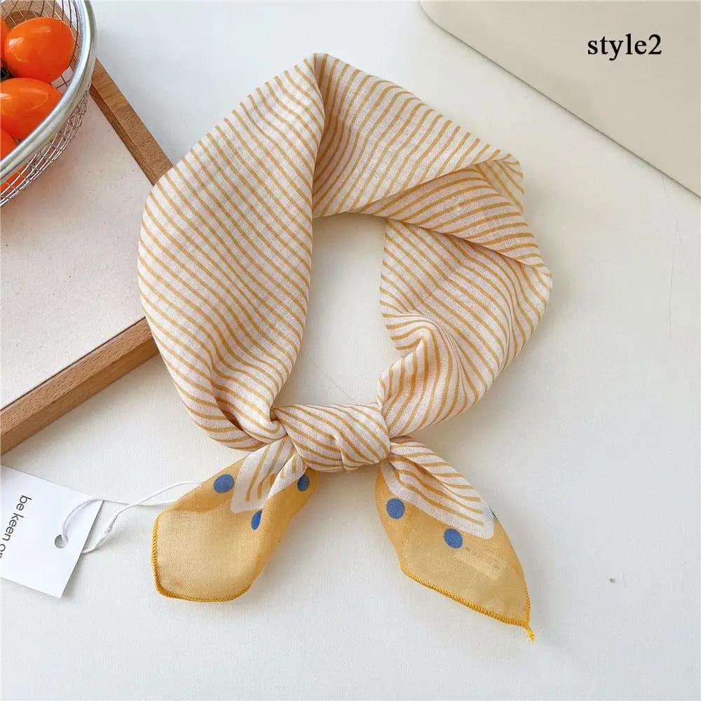 Square Hair Scarf with polka dot print Hijab Summer Waist Neck Scarves Cotton Bandana Head Scarf Cover Hair Accessories