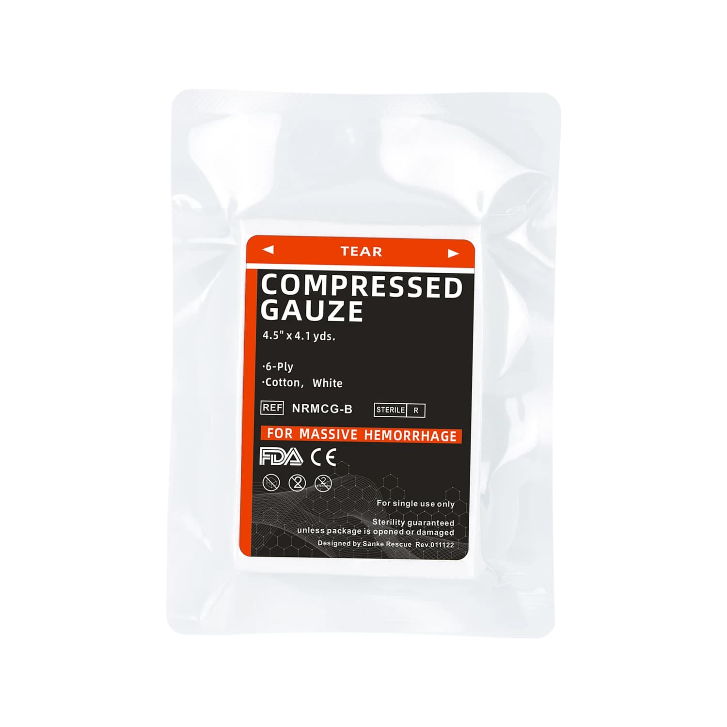 Garza Sterile compressa di pronto soccorso, medicazione medica di emergenza, benda di controllo emostatico confezione sottovuoto rotolo di garza piegato a Z