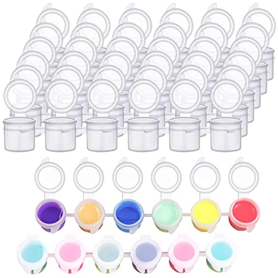36 Pcs Empty Paint Pots, Small Paint Containers with Lids, Easy Open Acrylic Paint Cups with Lid Paint Strips for Classroom Sch