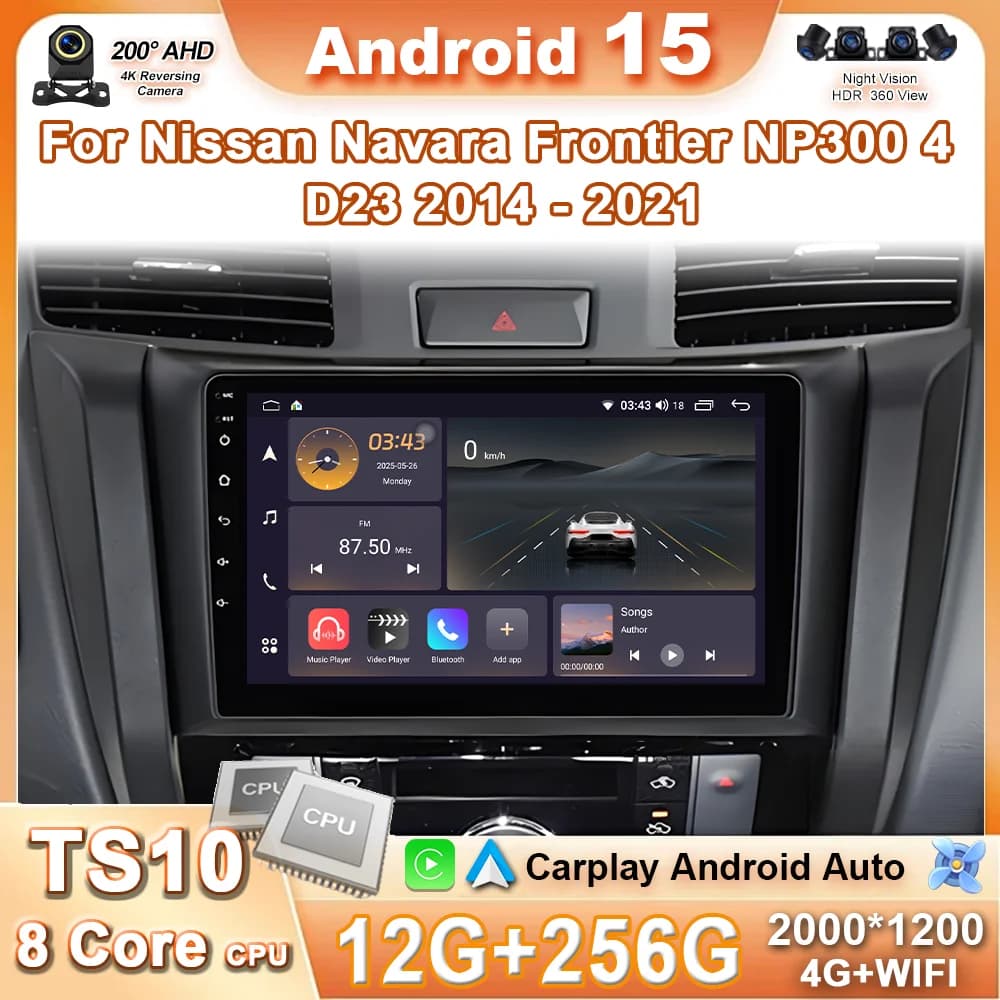 Android 15 For Nissan Navara NP300 D23 IV 4 Frontier 2017 - 2021 Car Radio Carplay Multimedia Video Player GPS Autoradio 5G Wifi