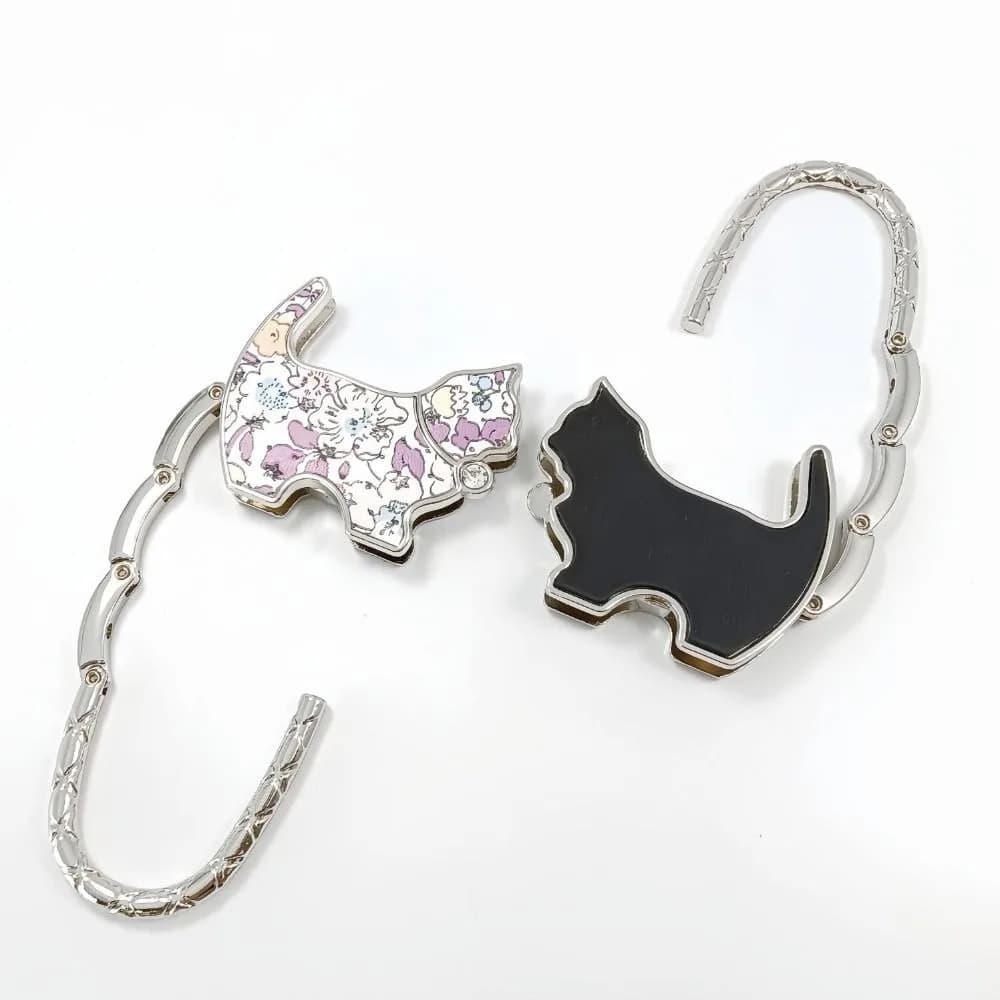 Cute Foldable Fish Scales Cat Handbag Hook Portable Flowers Print Purse Hook for Women Creative Durable Bag Hanger for Table