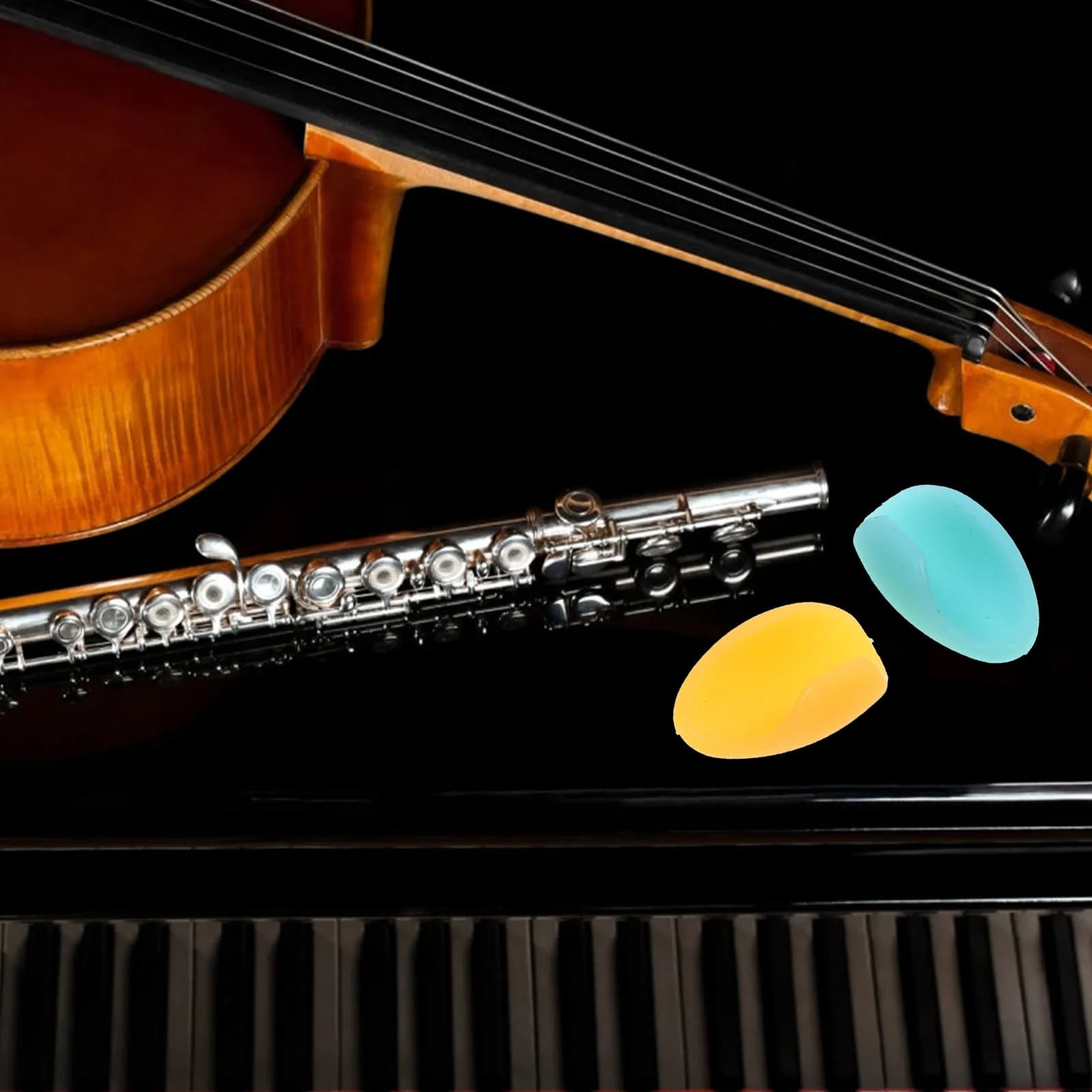 Set di 4 Protezioni per Dita in Silicone per Flauto, Cuscinetto Ergonomico per Pollice, Supporto per Mano, Accessori per Strumenti Musicali, Copridita Antifatica