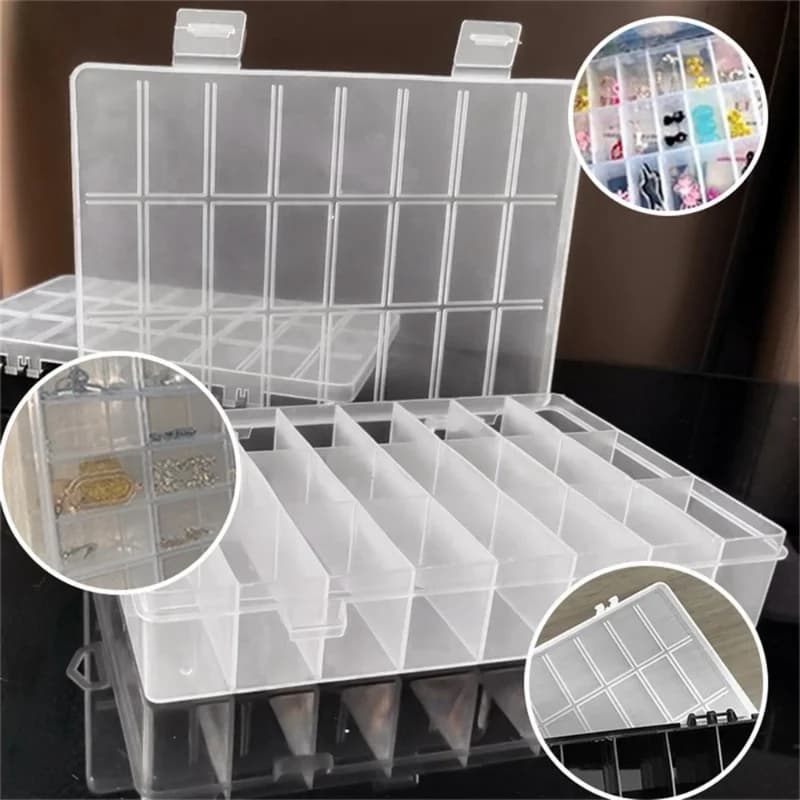 1PC Plastic Storage Box 24 Grids Clear Organizer Container Compartment for Craft Beads Jewelry Small Items