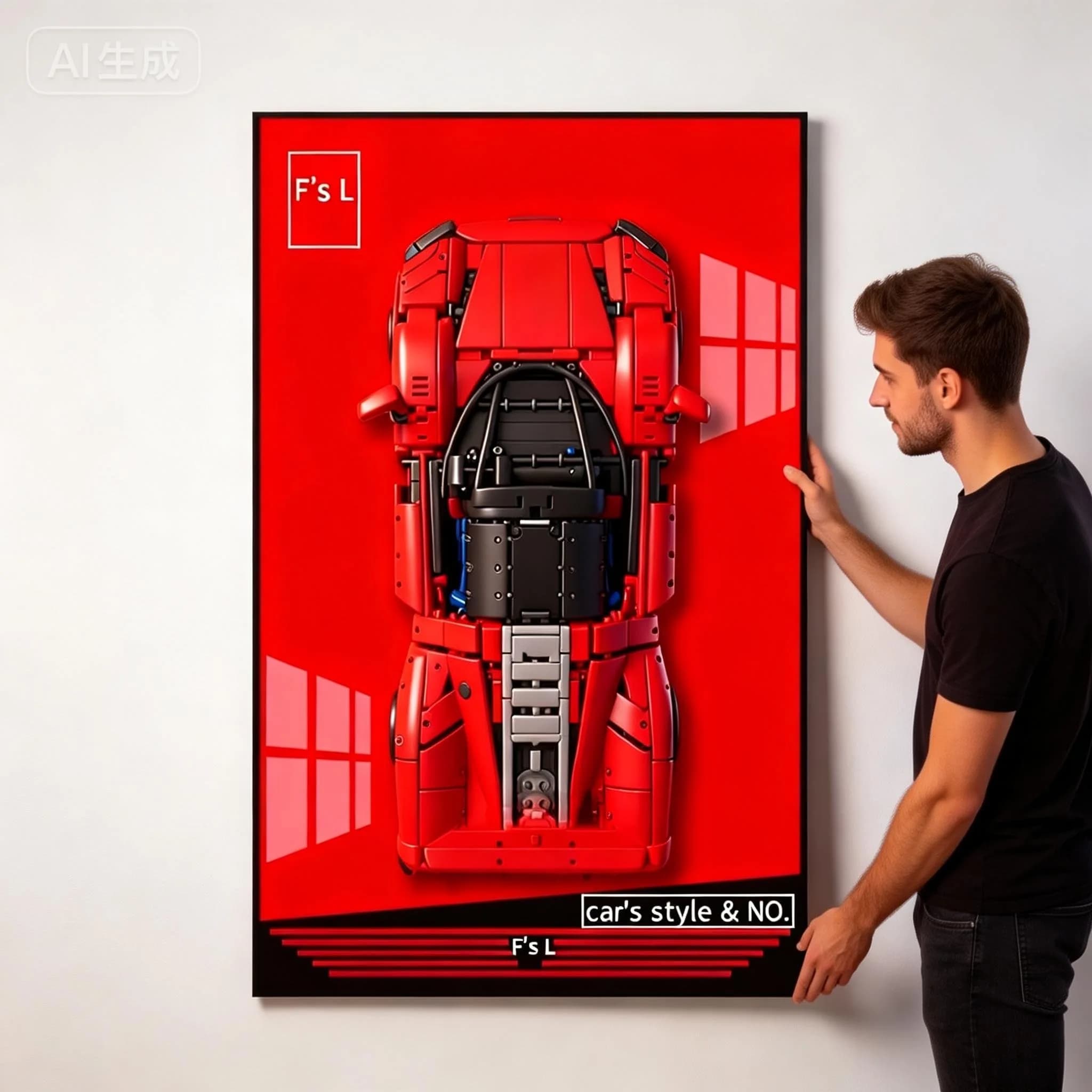 NUOVO Espositore da Parete per Cornici Fotografiche Adatto per LEGO 42143 Ferrari - DAYTONA SP3 Modello di Auto in Blocchi da Costruzione, Vetrina da Parete