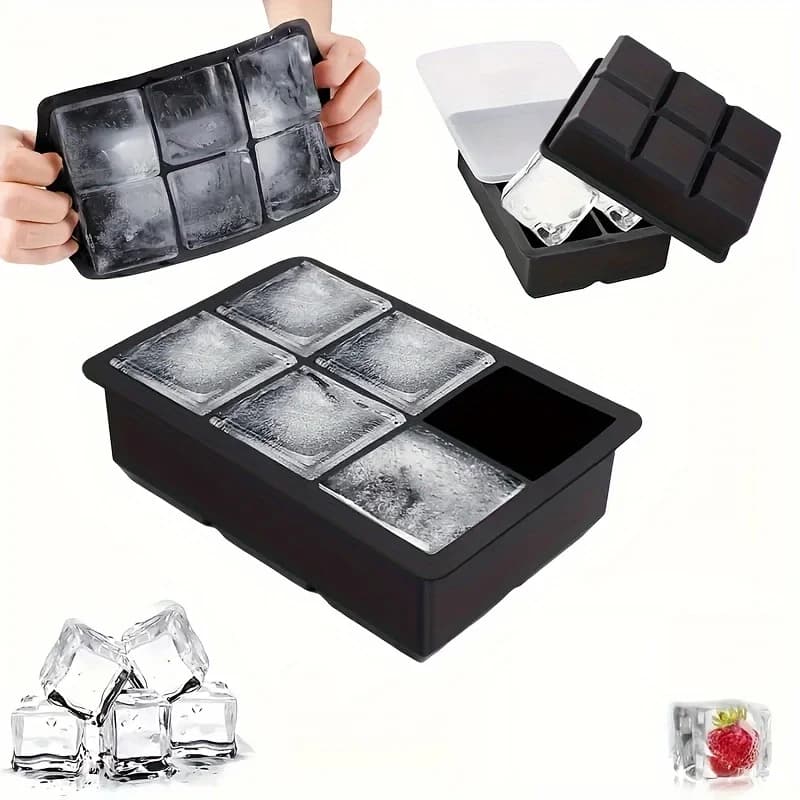 4 griglie, 6 griglie, vassoio per ghiaccio in silicone da 8 griglie con coperchio, stampo per cubetti di ghiaccio, cubetti di ghiaccio alla frutta per produttore di ghiaccio domestico