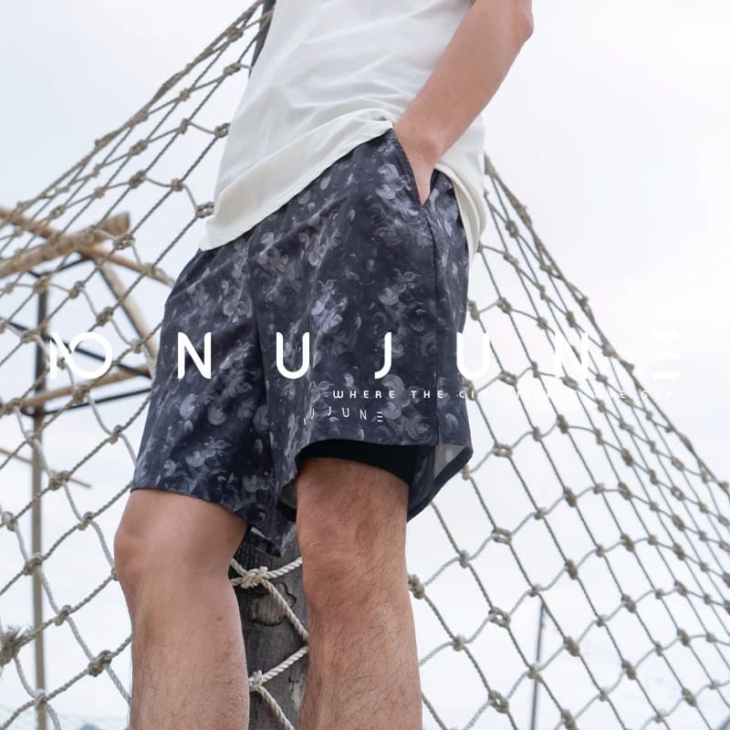 Nu-June Shorts Men Swim Sport Quick Dry Stretch Trunk Waterproof Surfwear Beach Shorts Swimwear Boxer Surfing Gym Pocket Pants