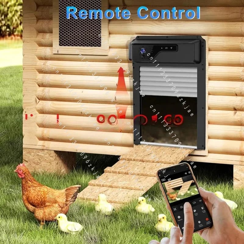 Solar Powered Automatic Remote Control Chicken Coop Door Opener with Camera