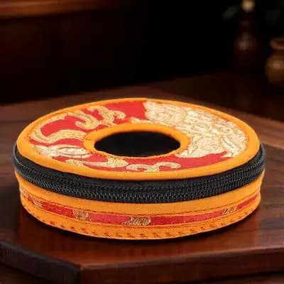Tibetan Bell Storage Box Nepal Inspired Handmade Meditation Bell Case Secure Protective Pouch for Tingsha Cymbals Carry Sleeve