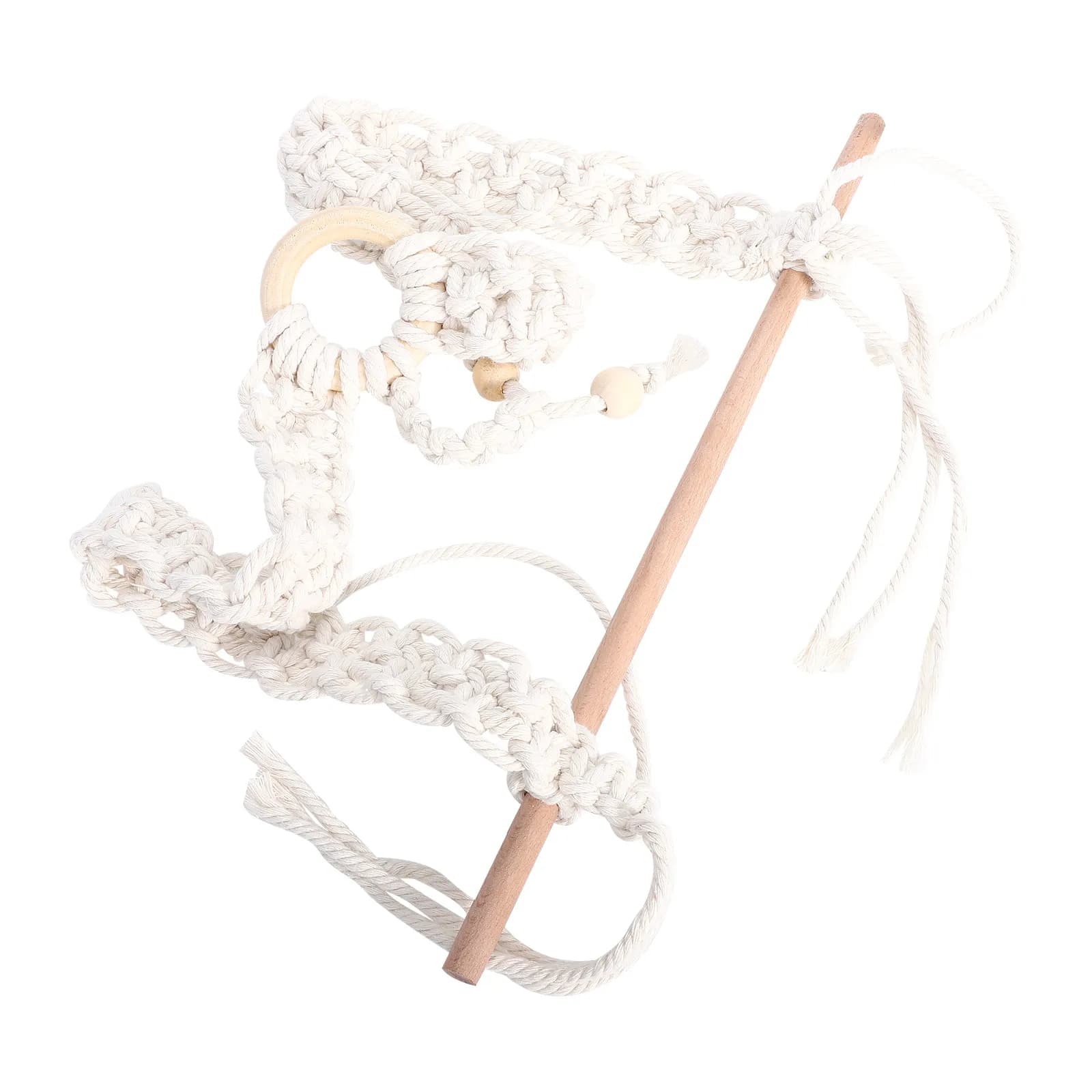 Natural Cotton Rope Toilet Paper Holder Solid Wood Wall Mounted Boho Tissue Roll Rack Bathroom Decor