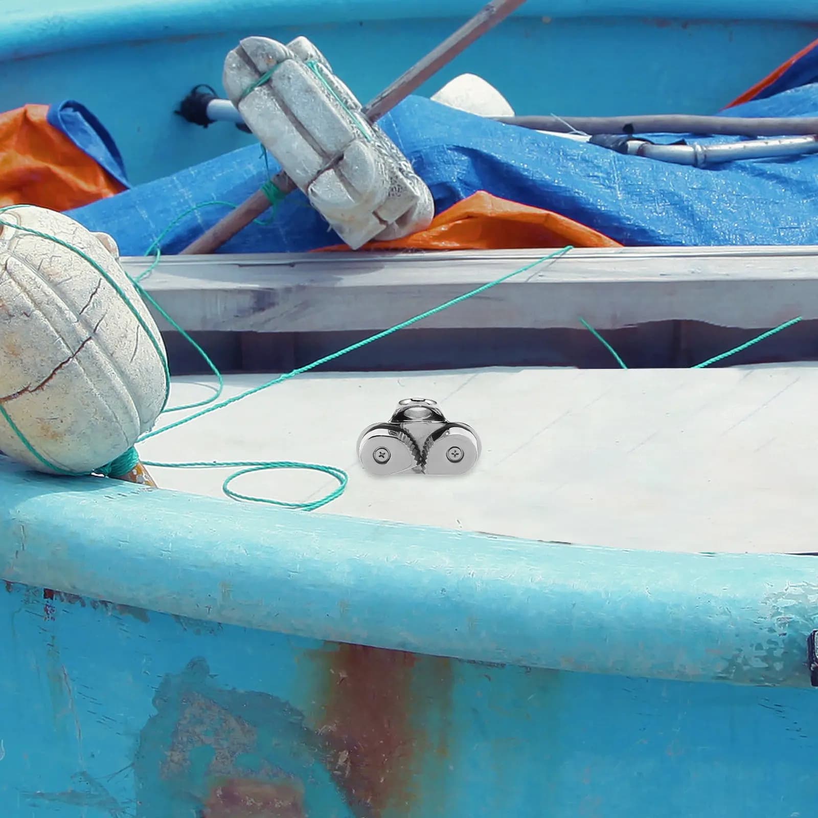 Morsetto a camma in acciaio inossidabile 316 per uso marino con protezione antiurto, design compatto per barche a vela, kayak, canoe, motoscafi e pesca