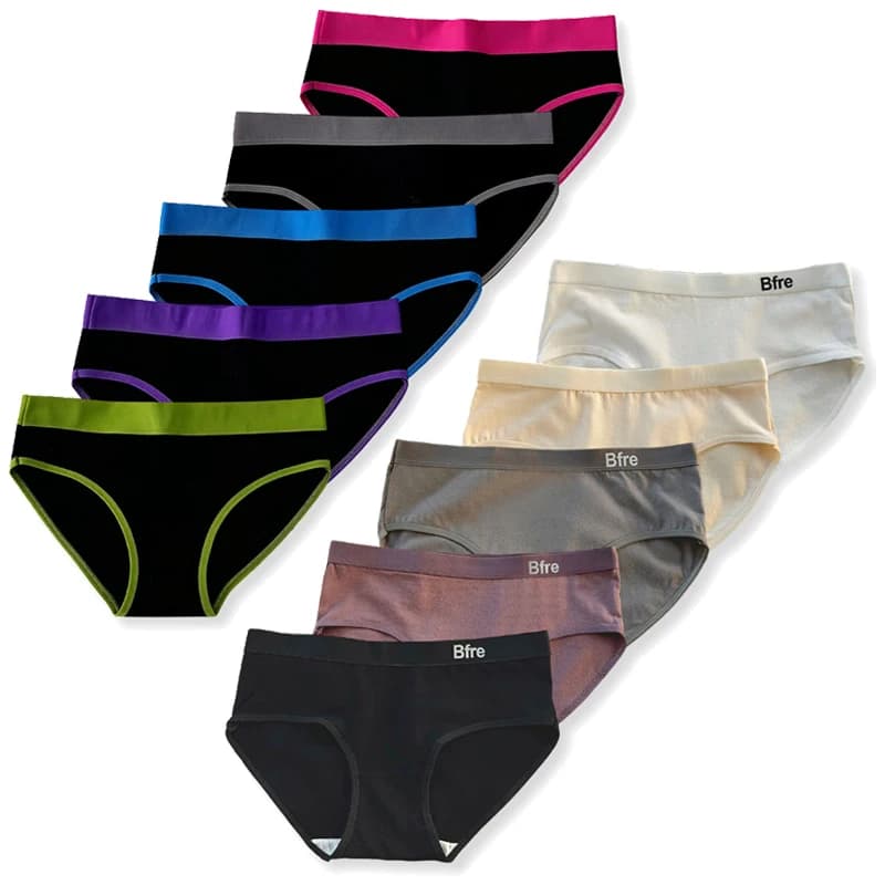 5-Piece Adolescent Girls Cotton Underwear Fashion Comfortable Panties For Girls Solid Color Elastic Waistband Young Girl Briefs