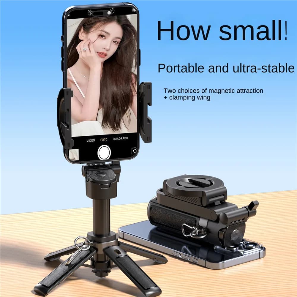 Treppiede Magnetico 2026 per iPhone, Bastone Selfie Portatile Tascabile con Telecomando Ricaricabile Compatibile con Android e iOS