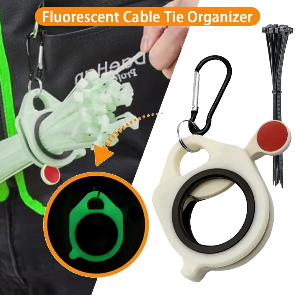 Organizzatore di fascette per cavi fluorescenti Supporto riutilizzabile per fascette per cavi elettrici in plastica Clip per fascette per cavi portatili Strumento di archiviazione