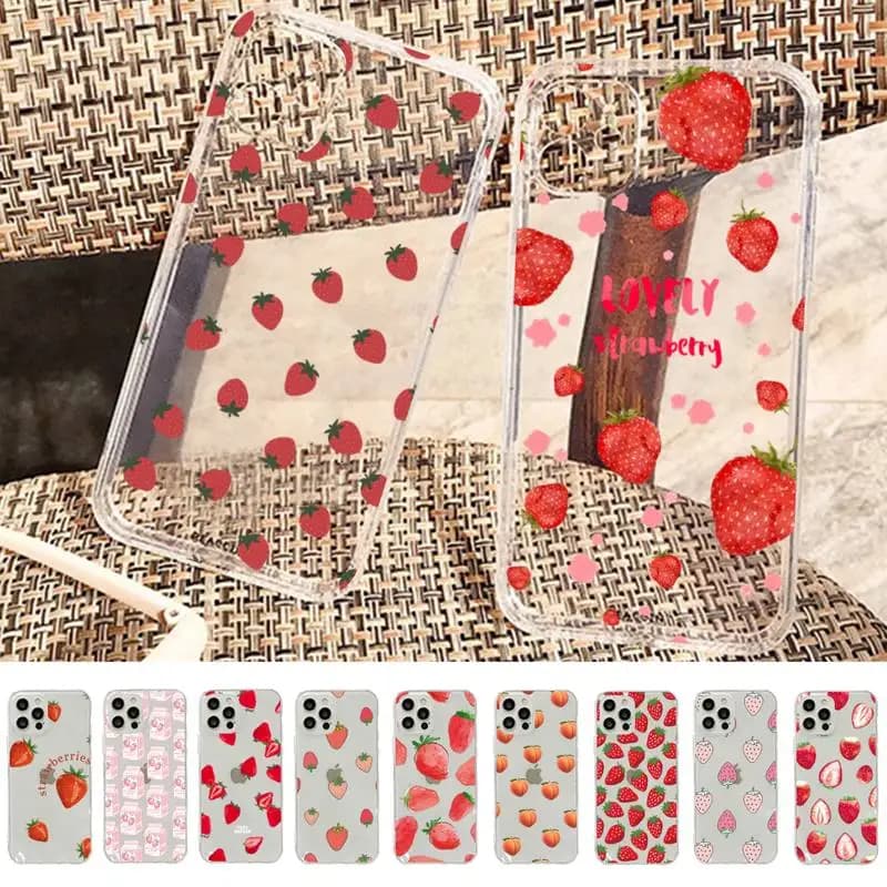 Custodia per telefono fragola pesca per iPhone 11 12 13 mini pro XS MAX 8 7 6 6S Plus X 5S SE 2020 XR custodia