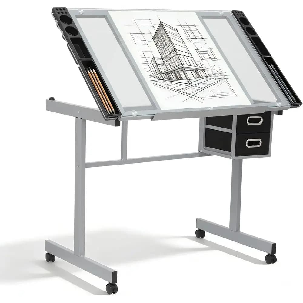 Proional Drating Table or Adults Teens, ing Glass Tabletop Art Crat Desk Diamond Watercolor Paintings Sketching Work Station or
