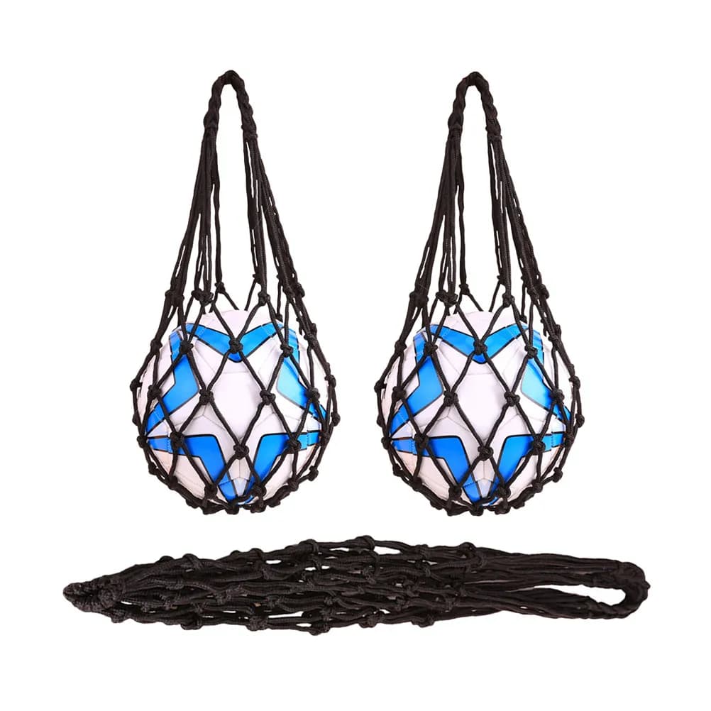 Set di 3 Sacche a Rete per Palloni Sportivi, Porta Pallone Singolo per Calcio, Basket, Pallavolo, Leggero e Portatile