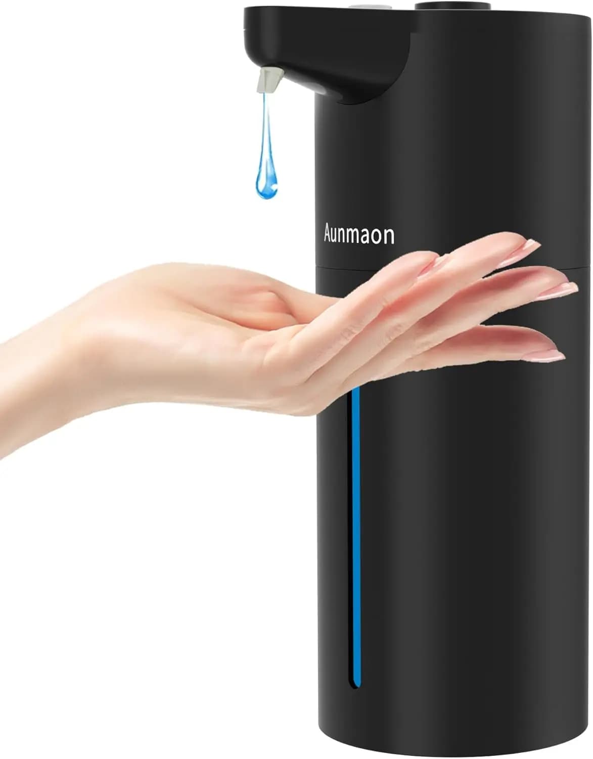 Dispenser di sapone senza contatto, regolabile su 15 livelli, batteria a lunga durata, nero