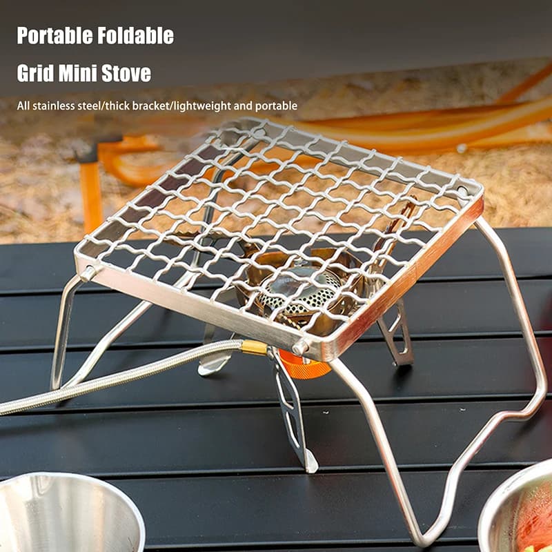 Outdoor Stainless Steel Camping Grill Portable Foldable Mini Grill Rack Burner Stove Stand For Picnic Cooking Camping Equipment