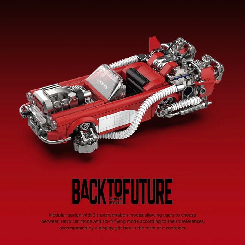 Blocchi da Costruzione Auto C1 Red Revival 1:32, Serie Ritorno al Futuro, Modello Auto Sportiva Gialla A3, Giocattoli da Collezione, Regalo per Ragazzi