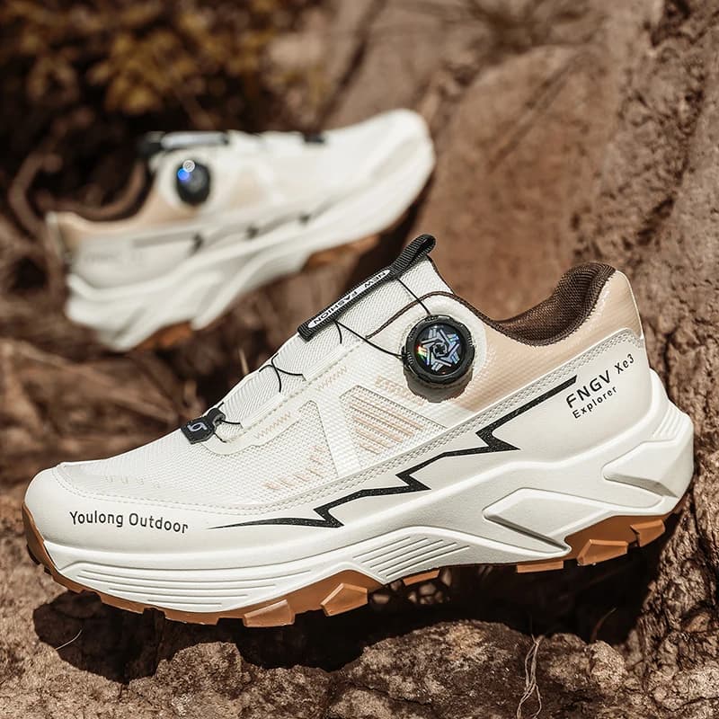 Rotary Buckle Hiking Shoes For Men Big Size 46 Platform Trekking Sneakers Man Climbing Shoes Outdoor Non-slip Men's Sports Shoes