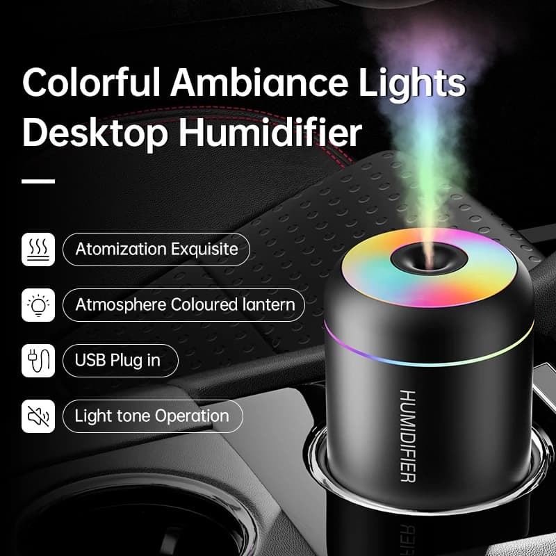 USB Air Humidifier LED Desktop Cool Mist Sprayer Aroma Diffuser Essential Oil Purifier for Home Bedroom