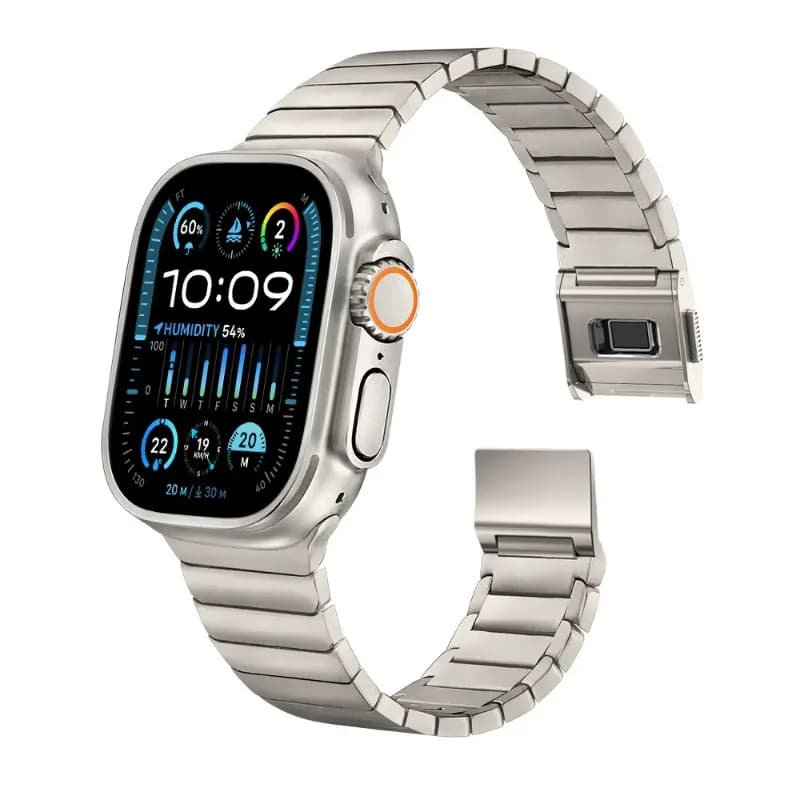 Magnetic Buckle Bamboo Link Titanium Steel Metal Watch Band for Apple Watch S10 Ultra Stainless Steel Strap Smart Watch Band