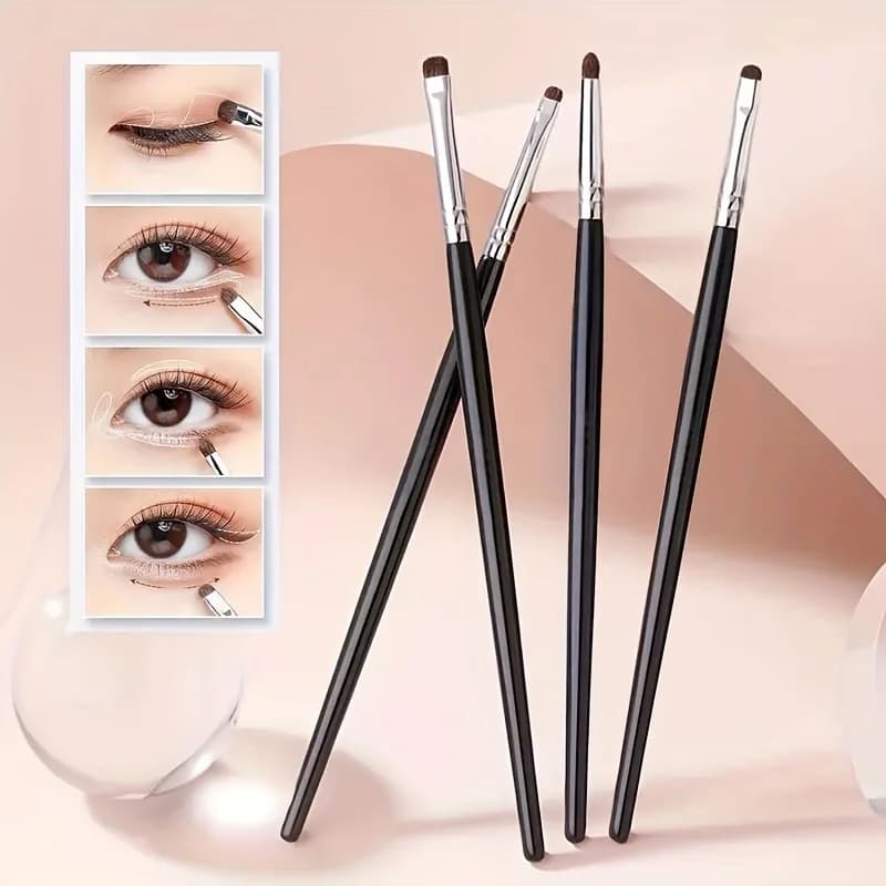 Set di pennelli per trucco occhi da 4 pezzi con setole di crine per il contorno degli occhi: perfetti per applicare ombretti, eyeliner e sopracciglia
