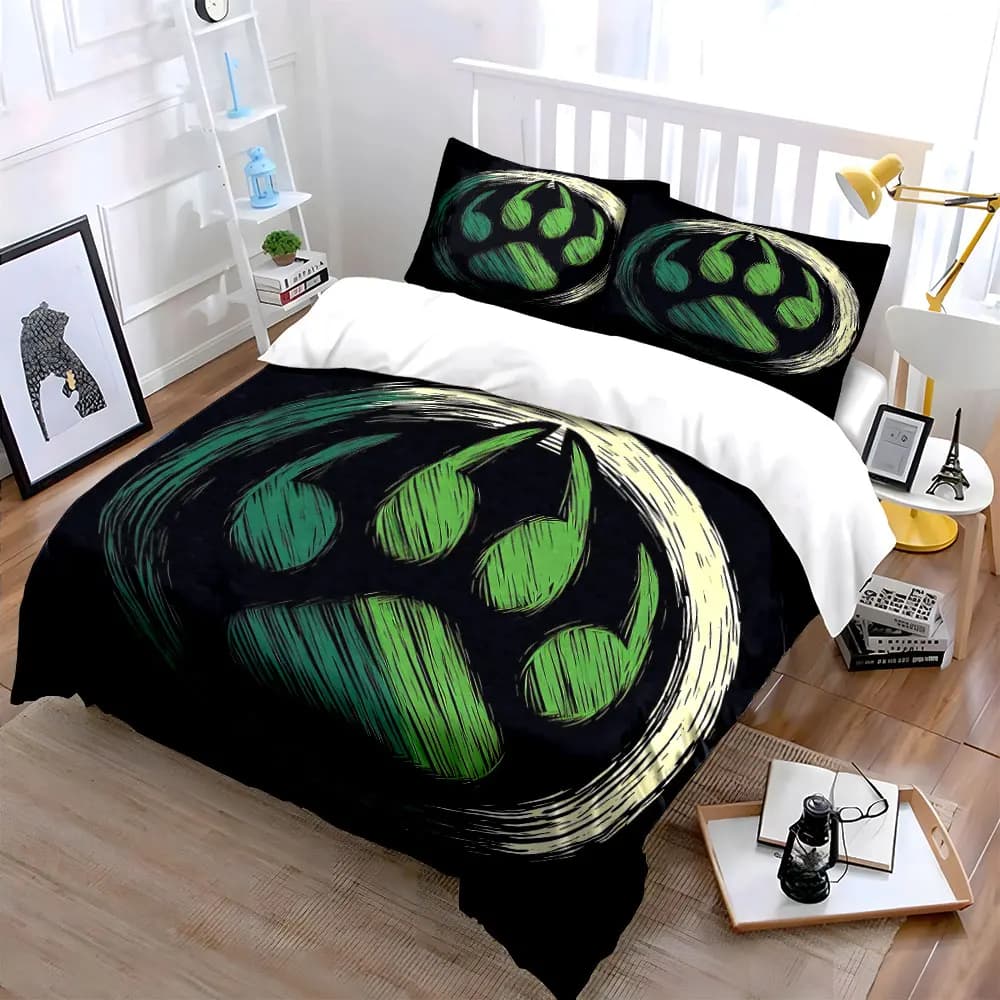 Set decorativo con stampa di zampa di animale, set di biancheria da letto morbido e delicato sulla pelle, include 1 copripiumino e 2 federe, regalo