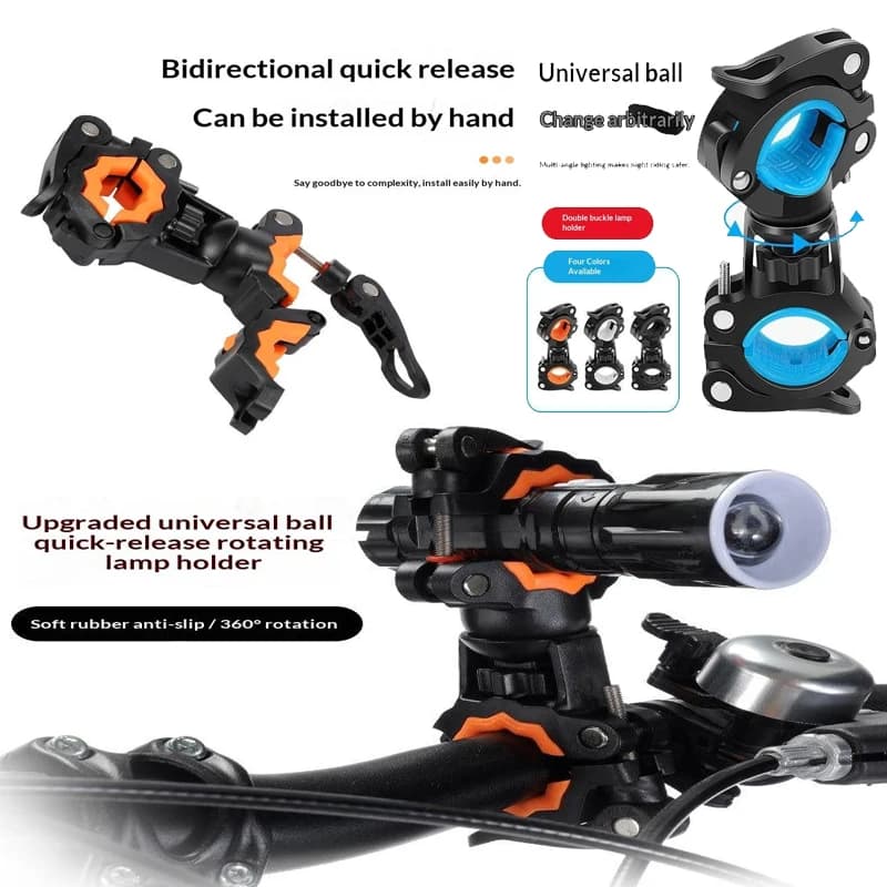 Supporto per Faro da Bicicletta 10 * 5.6cm, Clip per Luce Notturna, Supporto per Torcia, Accessori per Mountain Bike