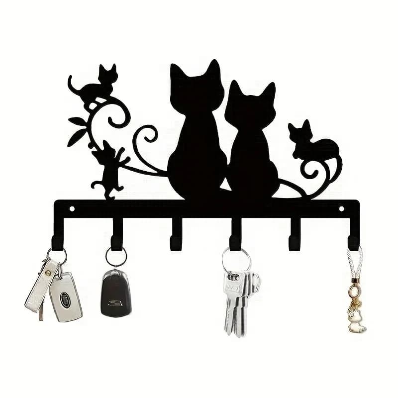 Geekers Cat Wall Hooks 6 ganci appendiabiti, simpatico appendiabiti decorativo per l'ingresso e la camera da letto, regalo per gli amanti degli animali domestici