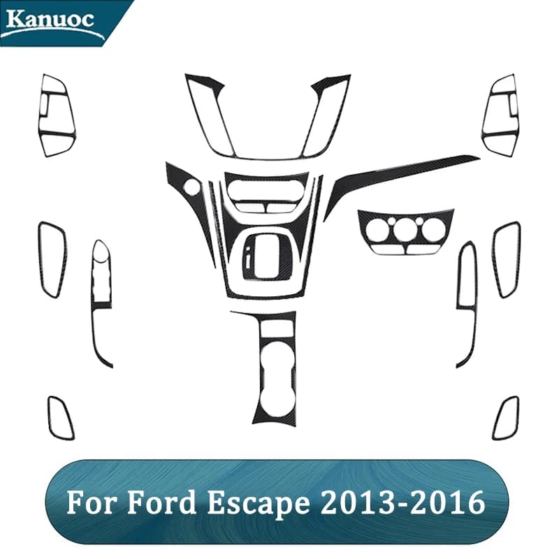 Adesivi neri in fibra di carbonio per Ford Escape 2013 2014 2015 2016 Accessori decorativi interni auto Controllo climatico digitale