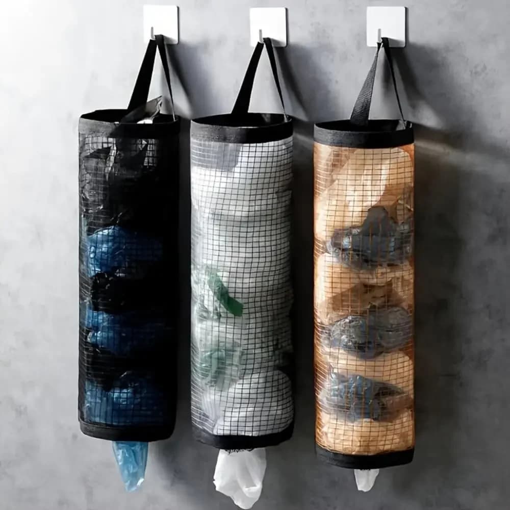 3pcs Foldable Mesh Bag Dispenser for Kitchen, Pantry, Laundry – Breathable & Space-Saving Storage