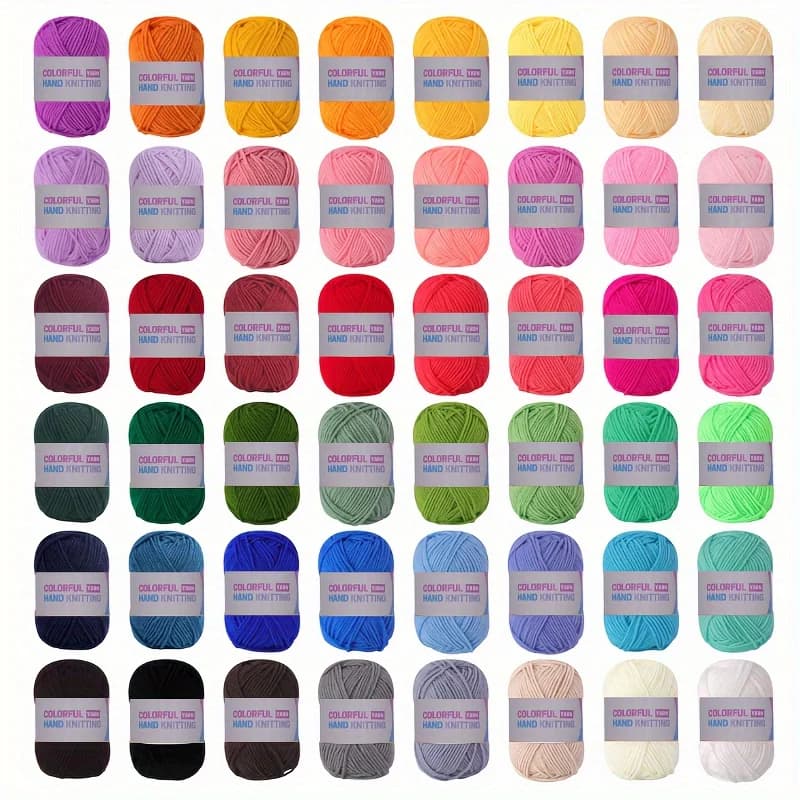 48-Color Set 100% Acrylic Knitting Yarn Kit (25g*48 balls, 2 double-ended crochet hooks, 4 sewing needles, 8 stitch markers)