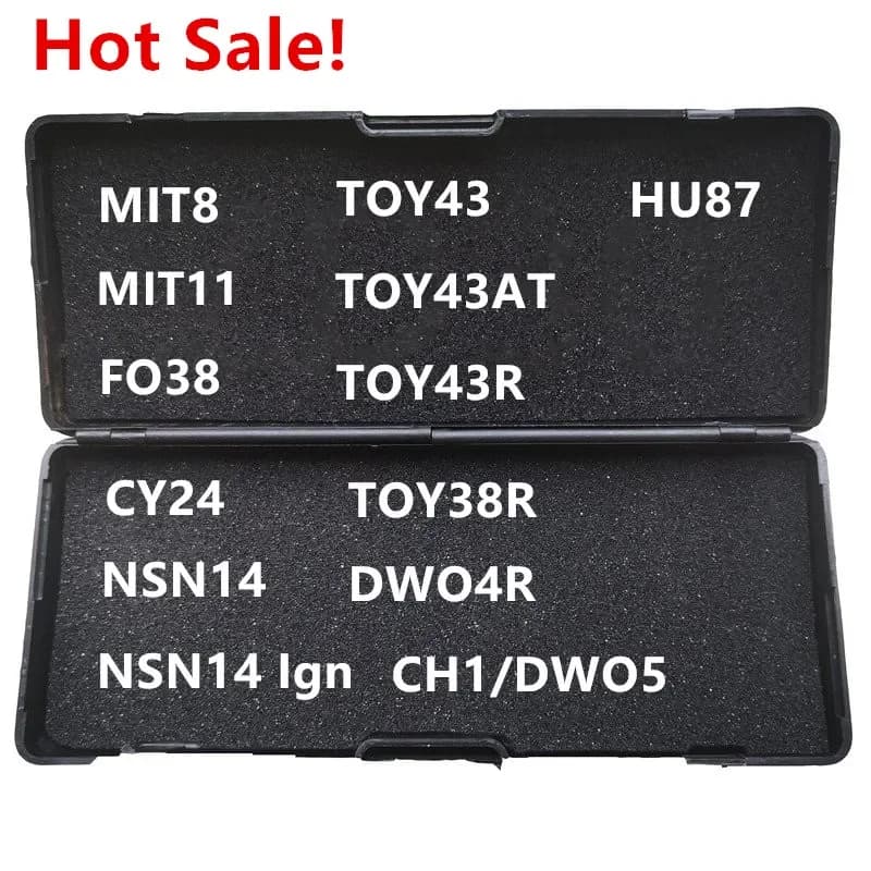 Hot Lishi 2 In 1 strumento 2 in1 MIT8 MIT11 FO38 CY24 NSN14 TOY43 TOY43AT TOY43R TOY38R DWO4R DOW5 CH1 HU87 strumento per fabbro per chiave auto