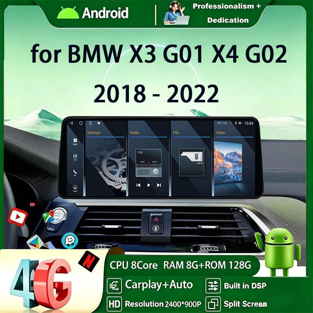 for BMW X3 G01 X4 G02 2018 - 2022 Android 16 Car Video Player Carplay Radio GPS Navigation 360 Camera DSP Bluetooth Tools