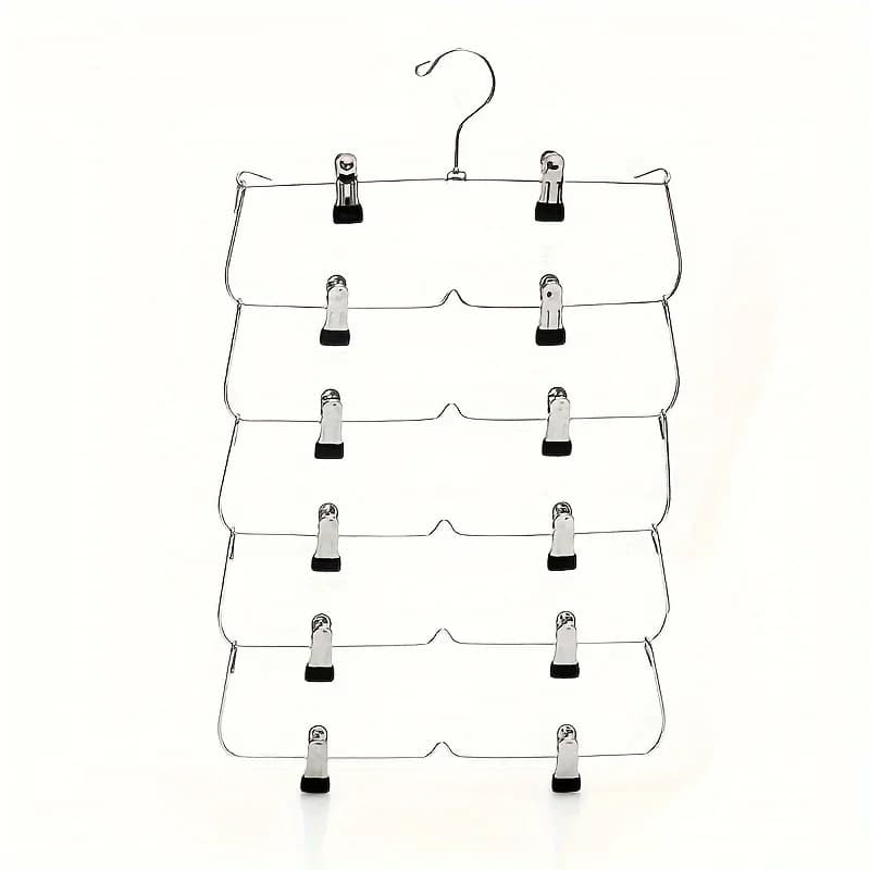 Adjustable Clips for Home Anti Slip Wardrobe Storage Tool 6 Layer Clothes Hangers Folding Multilayer Skirt Trouser Hanger with