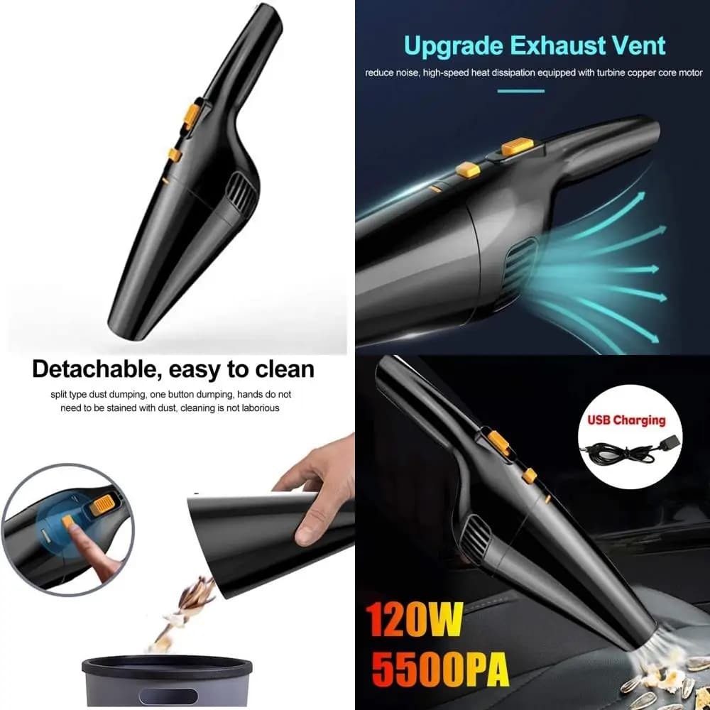 Potente aspirapolvere senza fili da 120 W - Aspirazione 5500PA per auto, casa e ufficio - Soluzione di pulizia portatile portatile