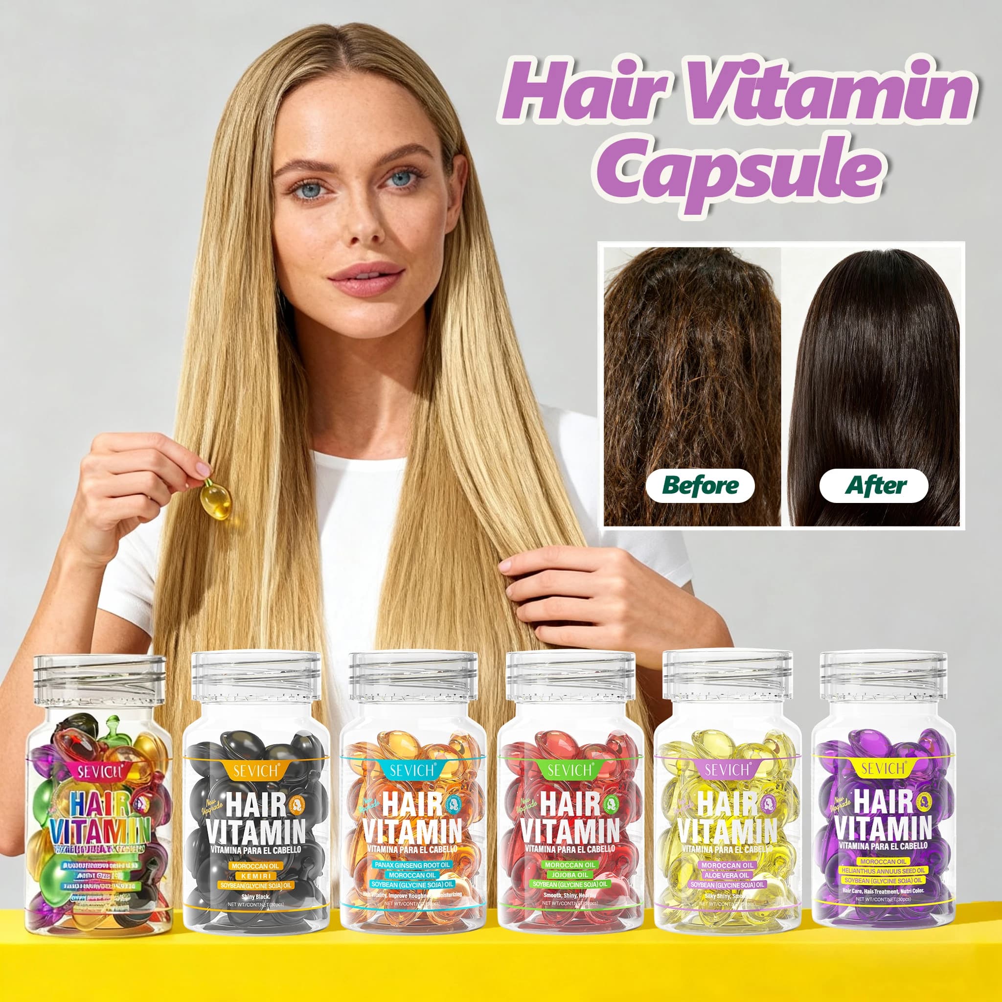 Vitamina senza risciacquo Cura dei capelli Capsula essenziale per capelli Olio complesso alla cheratina Cura dei capelli Essenza Balsamo Cura dei capelli Bellezza Nutriente