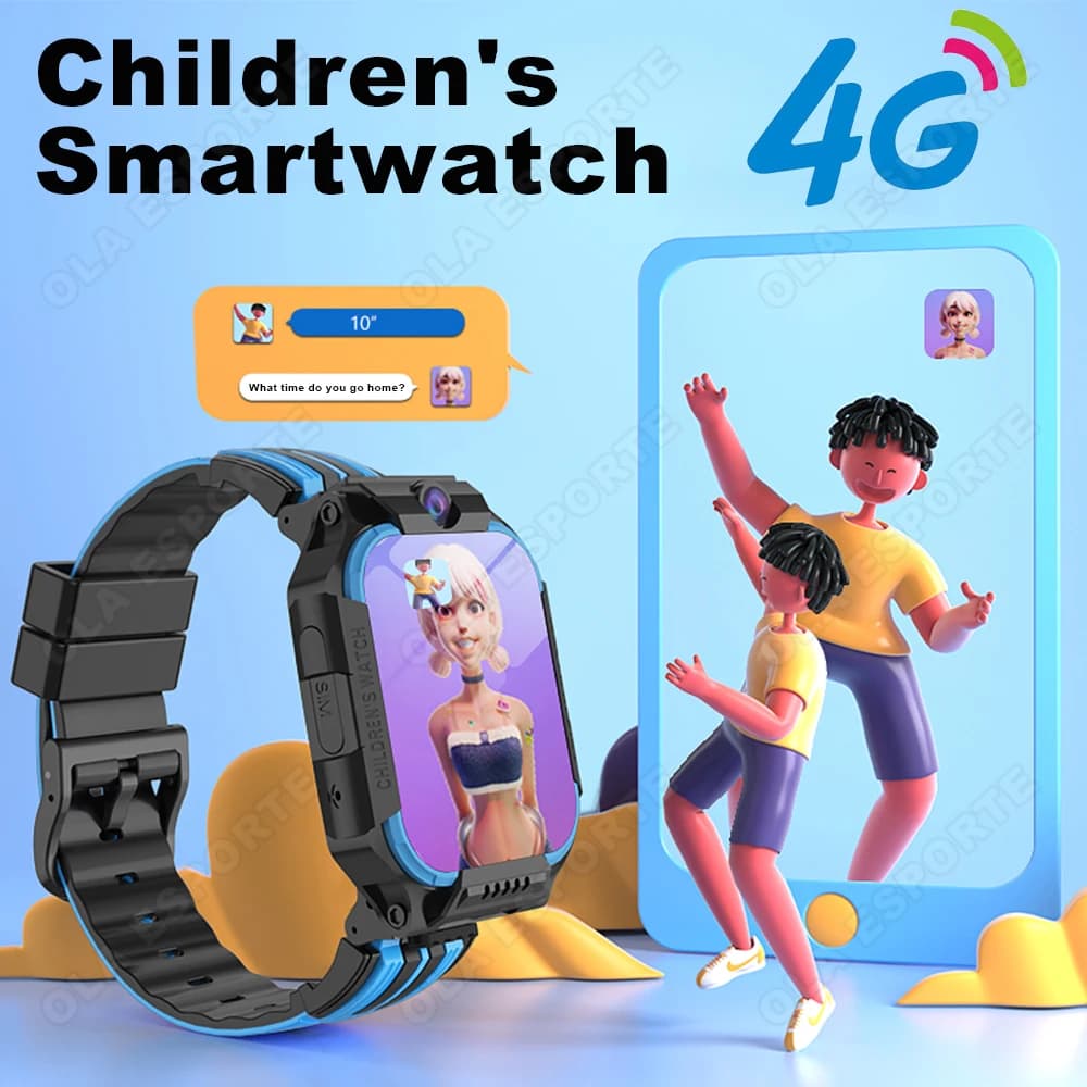 4G SIM Card Smart Watch for Kids SOS GPS Positioning Front Dual Camera Video Called Calculator Boys Girls Kids Phone Watch