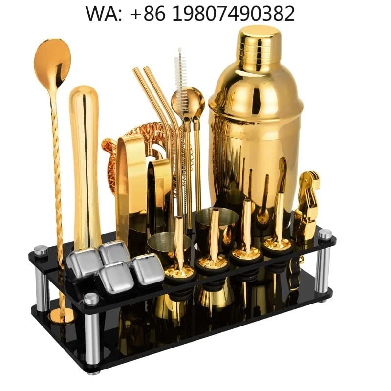 Acrylic Holder Bar Mixology Tool Kit, 24oz Stainless Steel 750ml Cocktail Shaker Complete Bartender Supplies For Party Gathering