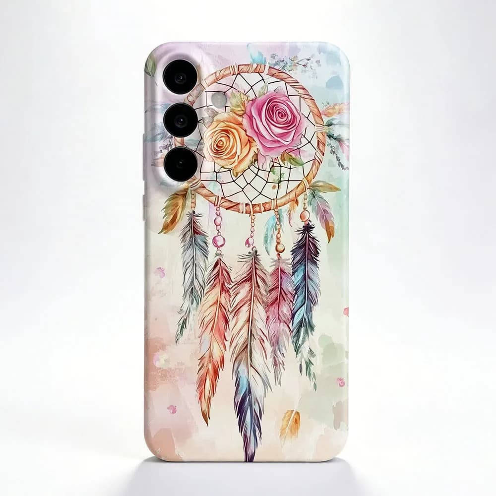 Phone Case For Samsung S26 S25 S24 S23 S22 Plus S21 Ultra Edge S23 S24 S25 FE Romantic Dreamcatcher Floral Hard PC Back Cover